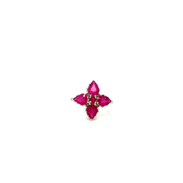 Ruby and Diamond Ring in 14K White Gold | Save 33% - Rajasthan Living 5