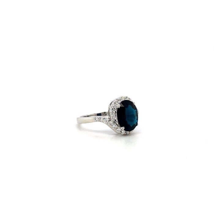 Sapphire and Diamond Ring in 14K White Gold | Save 33% - Rajasthan Living 6