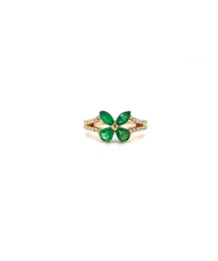 Emerald and Diamond Ring in 14K Yellow Gold | Save 33% - Rajasthan Living 5