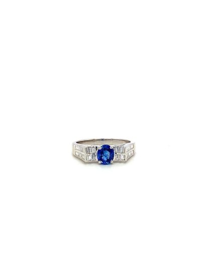 Sapphire and Diamond Ring in 18K White Gold | Save 33% - Rajasthan Living