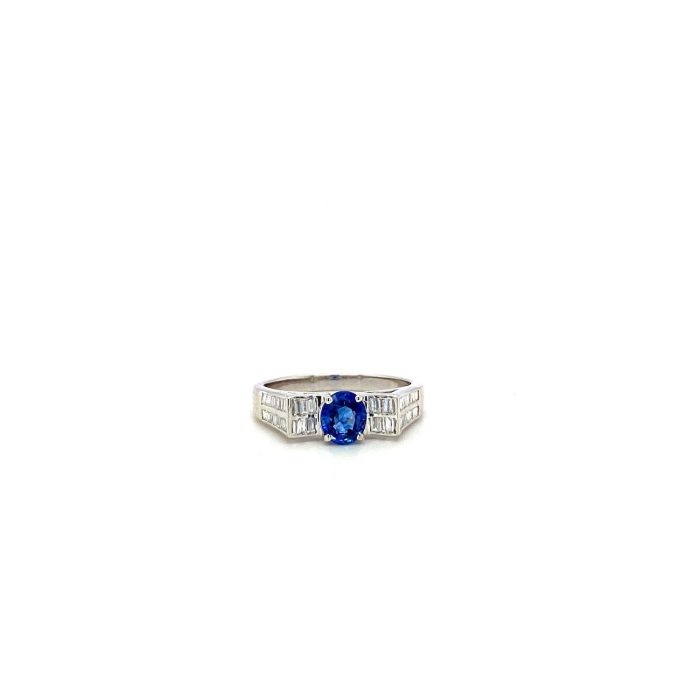 Sapphire and Diamond Ring in 18K White Gold | Save 33% - Rajasthan Living 5