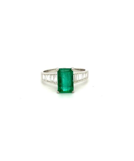 Emerald and Diamond Ring in 18K White Gold | Save 33% - Rajasthan Living