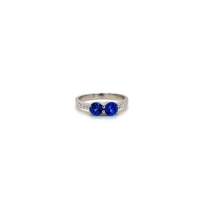 Sapphire and Diamond Ring in 14K White Gold | Save 33% - Rajasthan Living 5