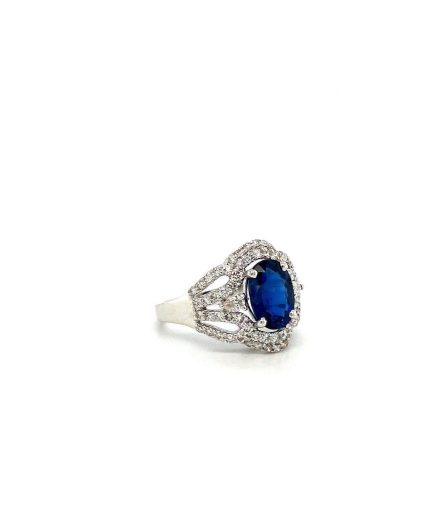 Sapphire and Diamond Ring in 18K White Gold | Save 33% - Rajasthan Living 3