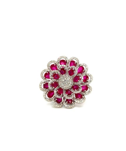 Ruby and Diamond Ring in 18K White Gold | Save 33% - Rajasthan Living
