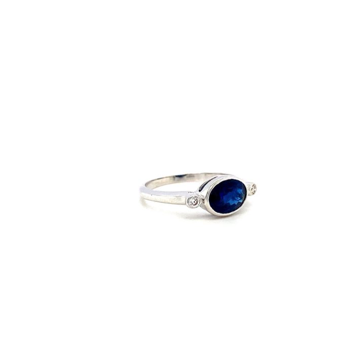 Sapphire and Diamond Ring in 18K White Gold | Save 33% - Rajasthan Living 6