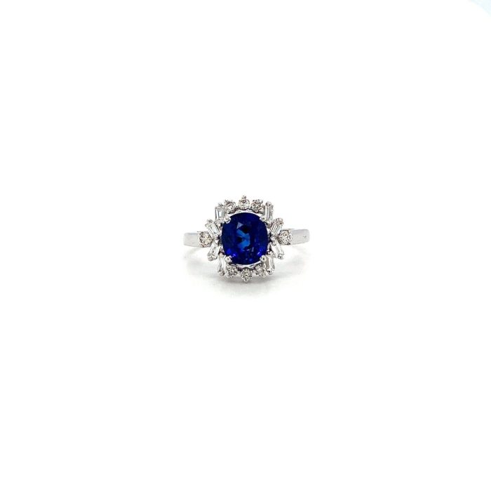 Sapphire and Diamond Ring in 18K White Gold | Save 33% - Rajasthan Living 5