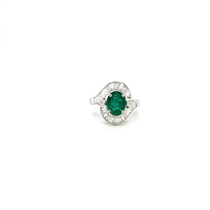 Emerald and Diamond Ring in 18K White Gold | Save 33% - Rajasthan Living 5