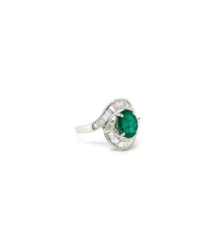 Emerald and Diamond Ring in 18K White Gold | Save 33% - Rajasthan Living 3