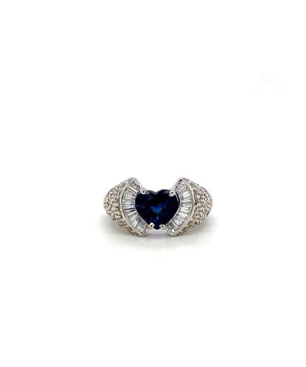 Sapphire and Diamond Ring in 18K White Gold | Save 33% - Rajasthan Living