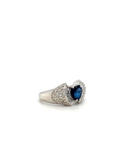 Sapphire and Diamond Ring in 18K White Gold | Save 33% - Rajasthan Living 3