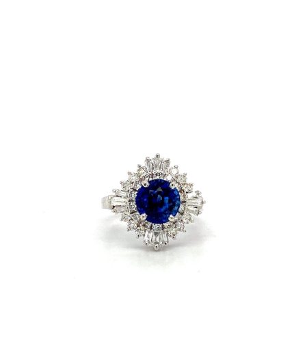 Sapphire and Diamond Ring in 18K White Gold | Save 33% - Rajasthan Living