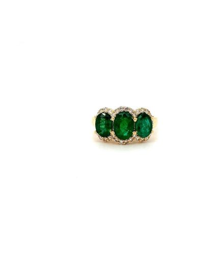 Emerald and Diamond Ring in 14K Yellow Gold | Save 33% - Rajasthan Living