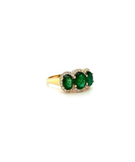 Emerald and Diamond Ring in 14K Yellow Gold | Save 33% - Rajasthan Living 3