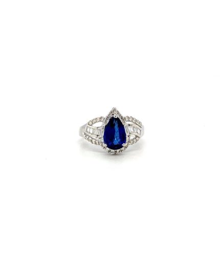 Sapphire and Diamond Ring in 18K White Gold | Save 33% - Rajasthan Living