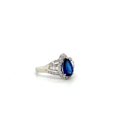 Sapphire and Diamond Ring in 18K White Gold | Save 33% - Rajasthan Living 3