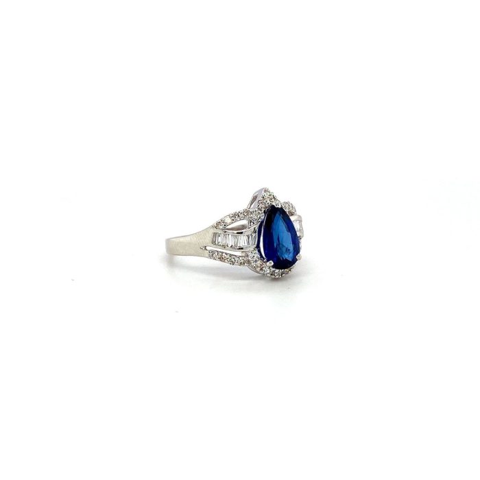 Sapphire and Diamond Ring in 18K White Gold | Save 33% - Rajasthan Living 6