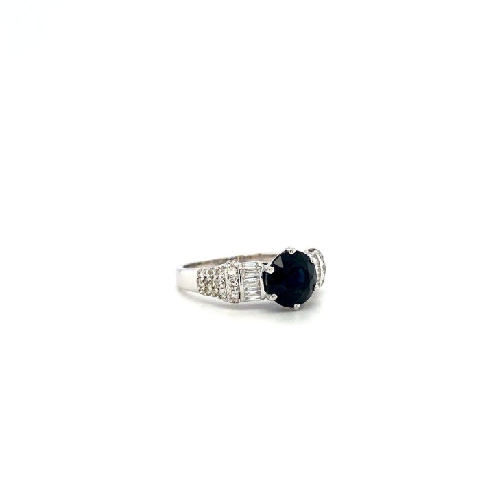 Sapphire and Diamond Ring in 18K White Gold | Save 33% - Rajasthan Living 6