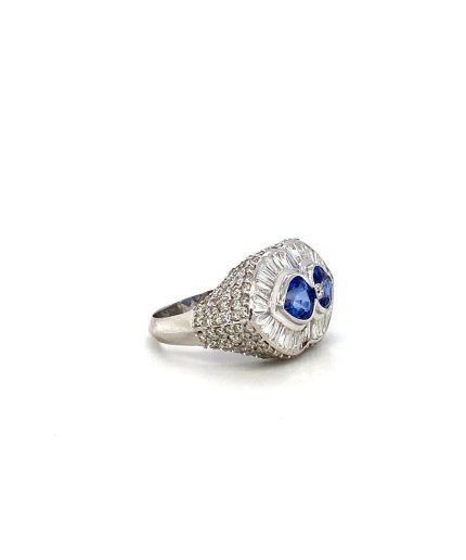 Sapphire and Diamond Ring in 18K White Gold | Save 33% - Rajasthan Living 3