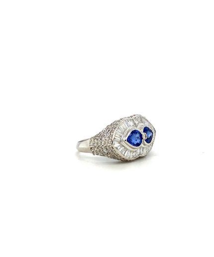 Sapphire and Diamond Ring in 18K White Gold | Save 33% - Rajasthan Living 3