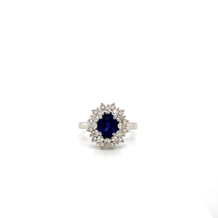 Sapphire and Diamond Ring in 18K White Gold | Save 33% - Rajasthan Living 5