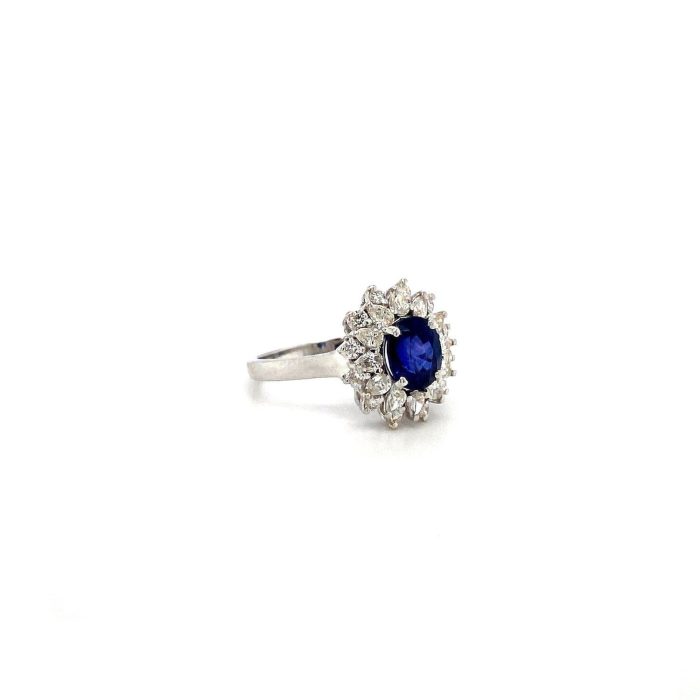 Sapphire and Diamond Ring in 18K White Gold | Save 33% - Rajasthan Living 6