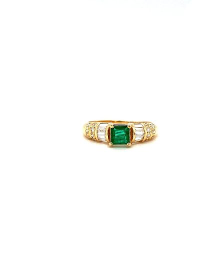 Emerald and Diamond Ring in 14K Yellow Gold | Save 33% - Rajasthan Living