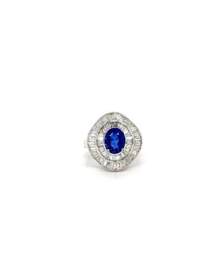 Sapphire and Diamond Ring in 18K White Gold | Save 33% - Rajasthan Living