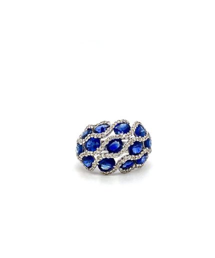 Sapphire and Diamond Ring in 18K White Gold | Save 33% - Rajasthan Living