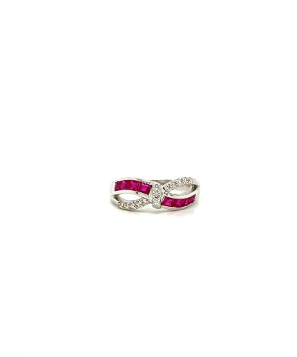 Ruby and Diamond Ring in 14K White Gold | Save 33% - Rajasthan Living