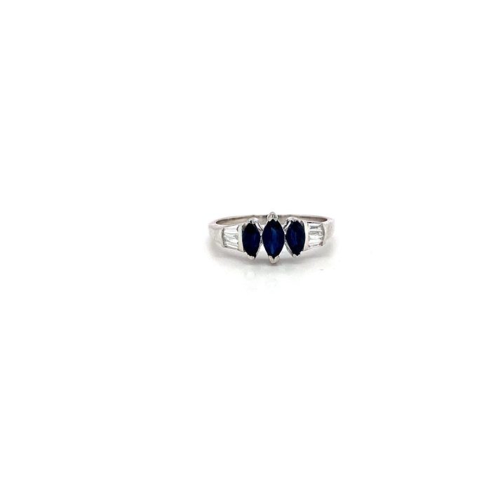 Sapphire and Diamond Ring in 14K White Gold | Save 33% - Rajasthan Living 5