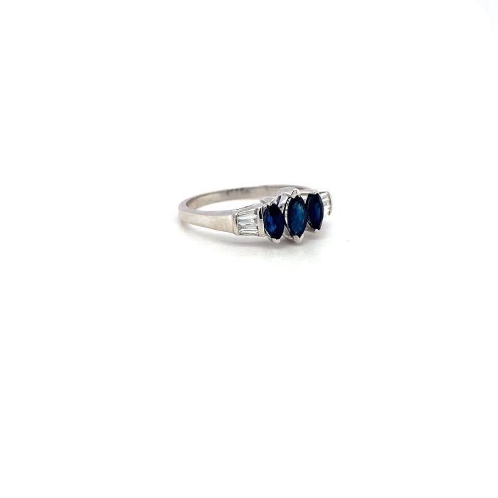 Sapphire and Diamond Ring in 14K White Gold | Save 33% - Rajasthan Living 6