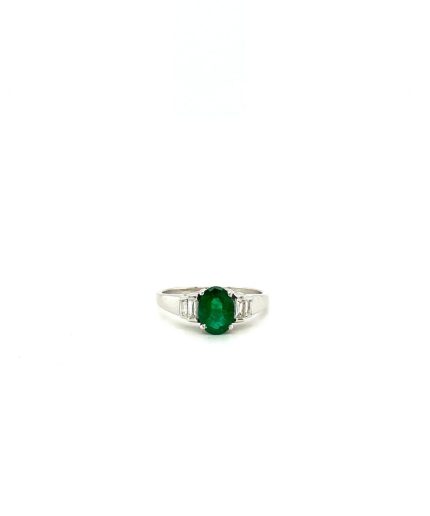 Emerald and Diamond Ring in 18K White Gold | Save 33% - Rajasthan Living