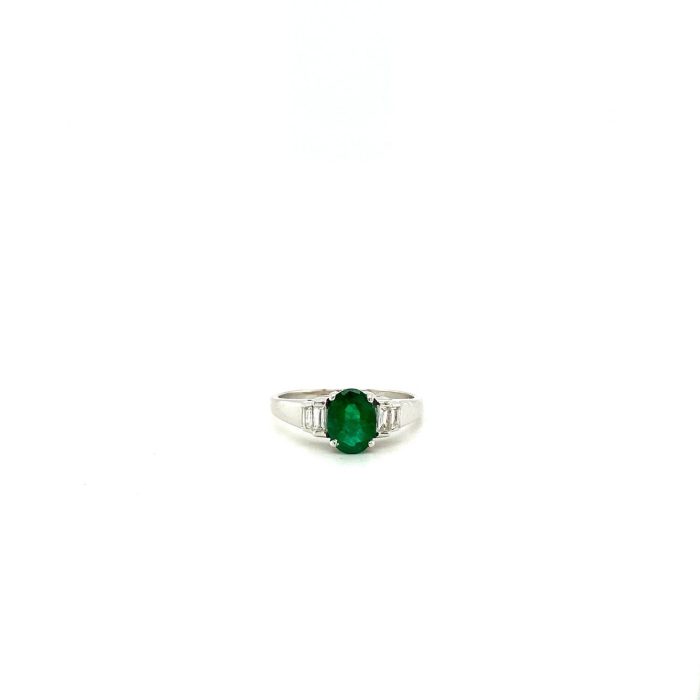 Emerald and Diamond Ring in 18K White Gold | Save 33% - Rajasthan Living 5