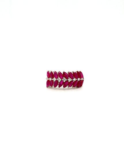 Ruby and Diamond Ring in 14K White Gold | Save 33% - Rajasthan Living