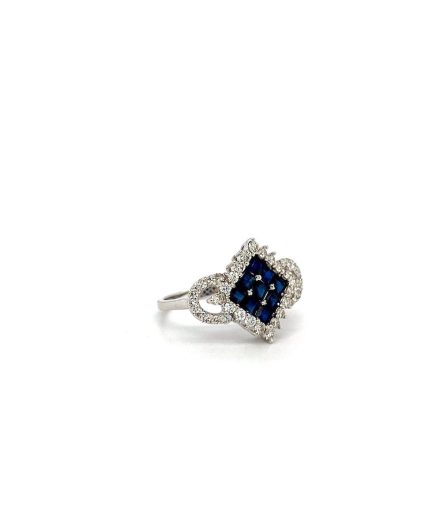 Sapphire and Diamond Ring in 18K White Gold | Save 33% - Rajasthan Living 3