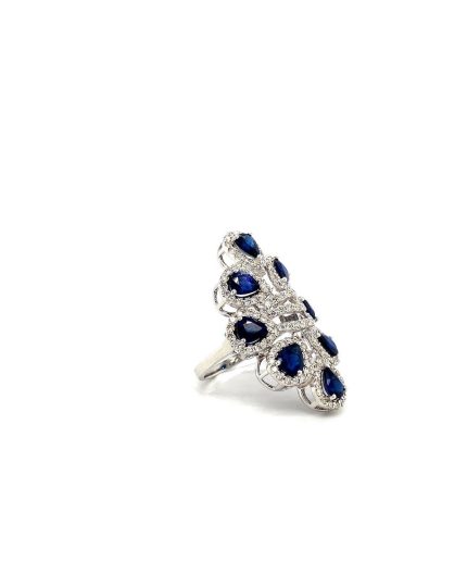 Sapphire and Diamond Ring in 18K White Gold | Save 33% - Rajasthan Living 3