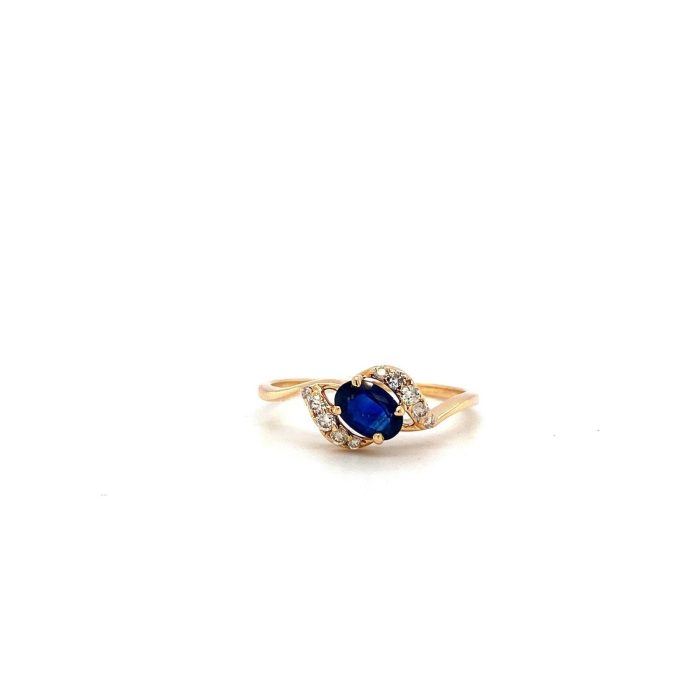 Sapphire and Diamond Ring in 14K Yellow Gold | Save 33% - Rajasthan Living 5