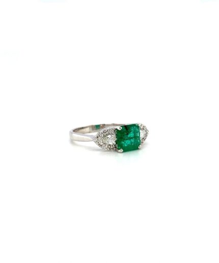 Emerald and Diamond Ring in 18K White Gold | Save 33% - Rajasthan Living 3