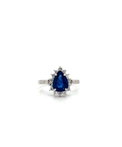 Sapphire and Diamond Ring in 18K White Gold | Save 33% - Rajasthan Living