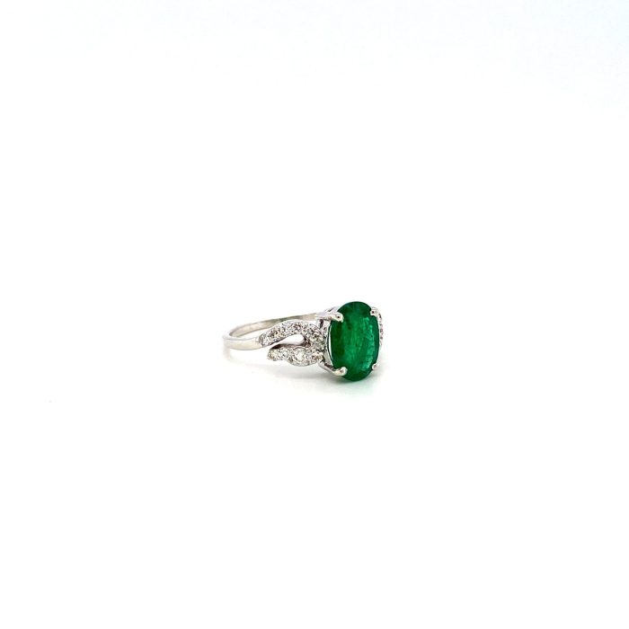 Emerald and Diamond Ring in 14K White Gold | Save 33% - Rajasthan Living 6