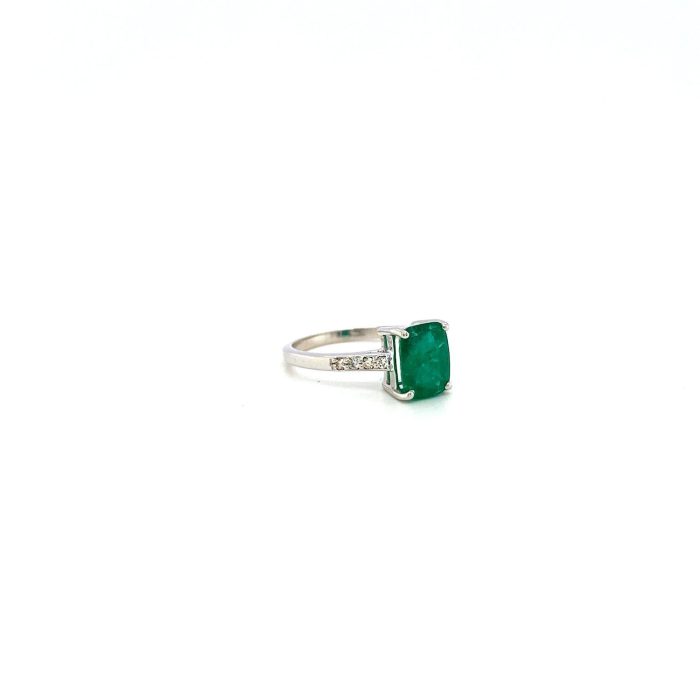 Emerald and Diamond Ring in 18K White Gold | Save 33% - Rajasthan Living 6