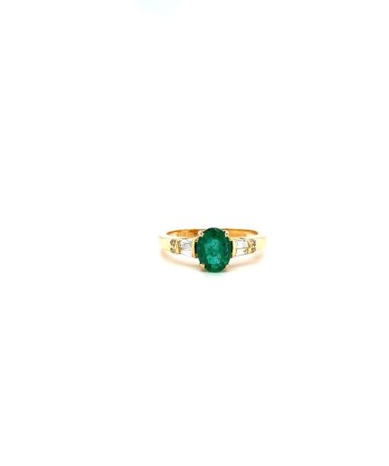 Emerald and Diamond Ring in 14K Yellow Gold | Save 33% - Rajasthan Living