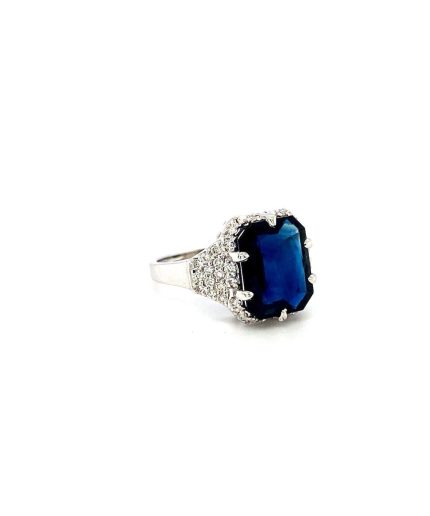 Sapphire and Diamond Ring in 18K White Gold | Save 33% - Rajasthan Living 3