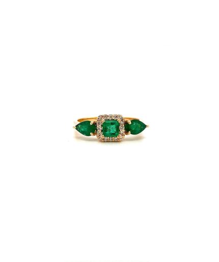 Emerald and Diamond Ring in 14K Yellow Gold | Save 33% - Rajasthan Living