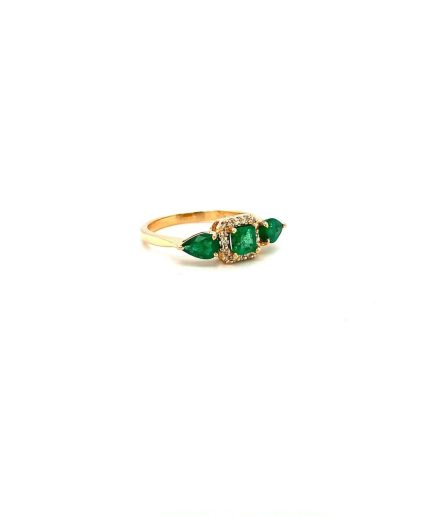 Emerald and Diamond Ring in 14K Yellow Gold | Save 33% - Rajasthan Living 3