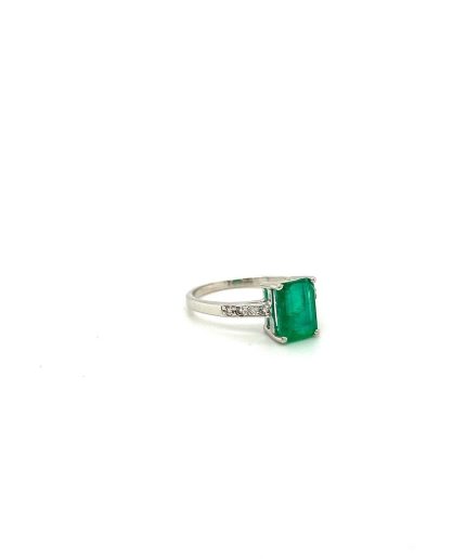 Emerald and Diamond Ring in 18K White Gold | Save 33% - Rajasthan Living 3