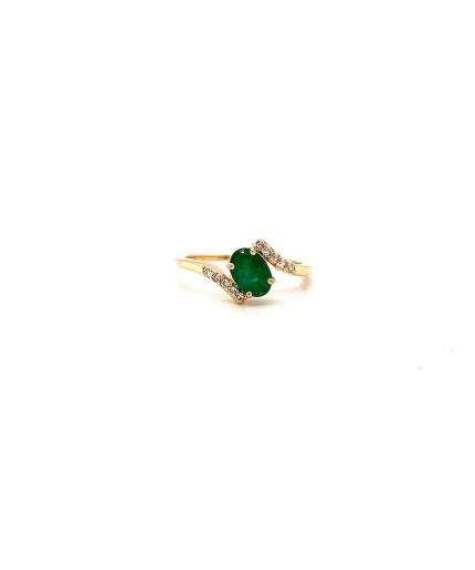 Emerald and Diamond Ring in 14K Yellow Gold | Save 33% - Rajasthan Living