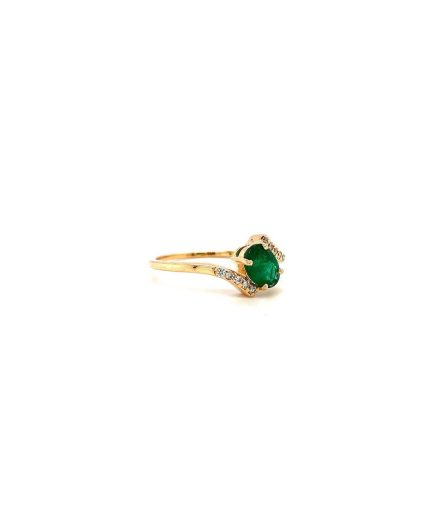 Emerald and Diamond Ring in 14K Yellow Gold | Save 33% - Rajasthan Living 3