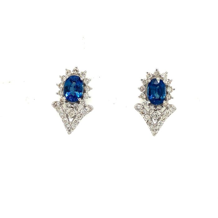 Sapphire and Diamond Earringss in 18K White Gold | Save 33% - Rajasthan Living 5